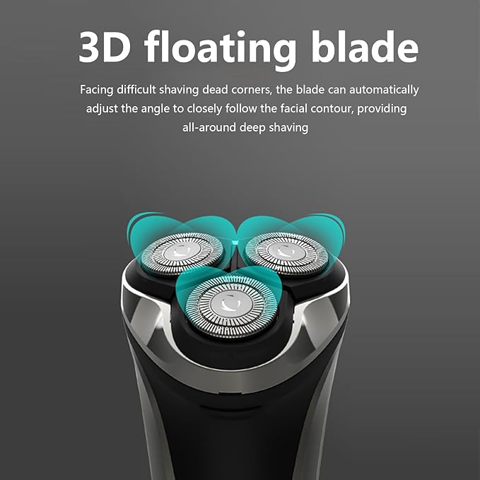 Electric Razor for Men4D Floating Head Rotary Electric RazorIpx7 Waterproof Shavers for Men Wet &amp Dry Shaver with LCD Display&amp Quiet Motor (Black)