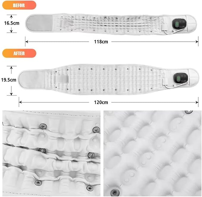 Heated Back Support Belt Adjustable Lumbar Brace for Comfort and Warmth Massage Inflatable Brace for Spinal Lumbar Woman Men Heating Pad