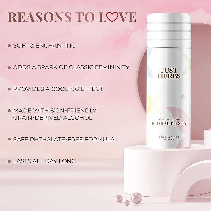 Long Lasting Refreshing Body Spray Natural Deodorant for Women - Phthalate-Free Formula150 ml (Floral Fiesta)
