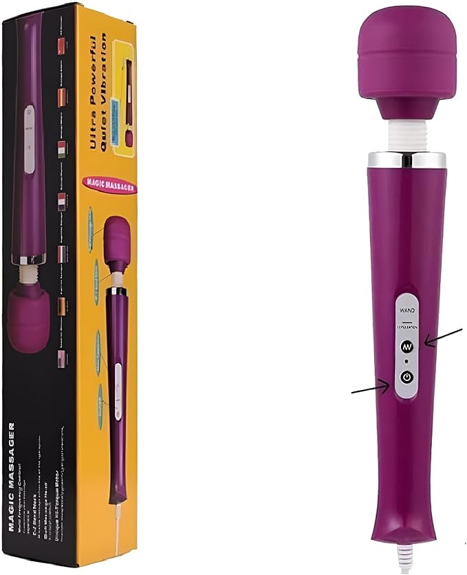 Generic Cordless Wand Handheld Massager Magic Body Therapy Electric 10X Multi-Speed Strong Vibration USB Rechargeable Purple (Black)