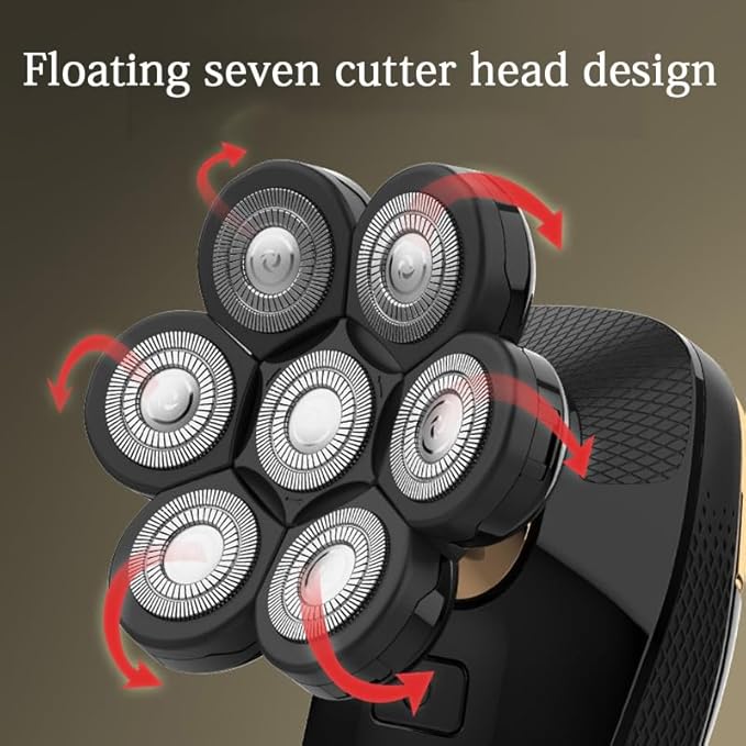 Head Shavers for Bald Men 7D Electric Razor for Men 5 in 1 Head Shavers Rotary Shaver Waterproof Grooming Kit Cordless 7 Blade Bald Shaver LED Display