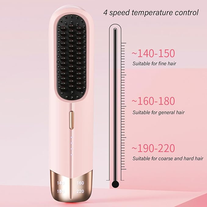 Hair Straightening Comb Electric Hot Small Straightener Easy to Use Straightener Brush USB Rechargeable Hair Styler