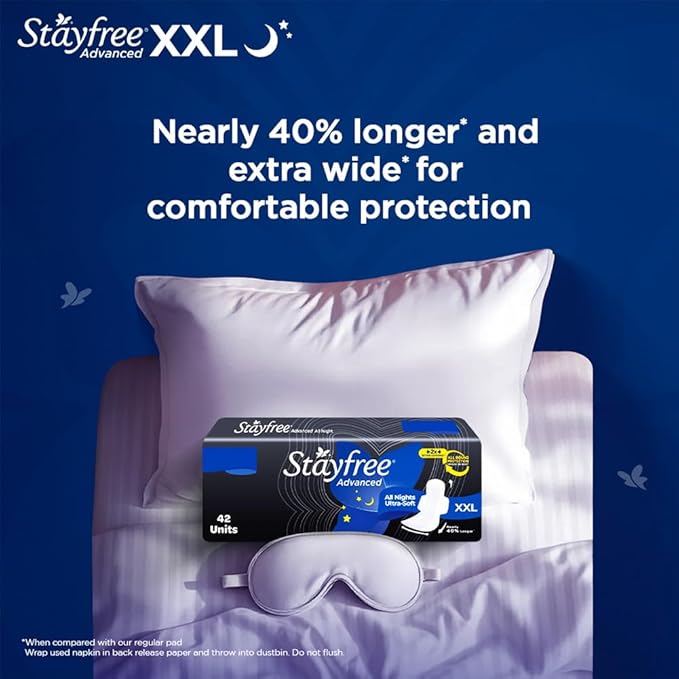 Stayfree Advanced XXL | 42 Pads | All Night Ultra Comfort Sanitary Pads for Women |