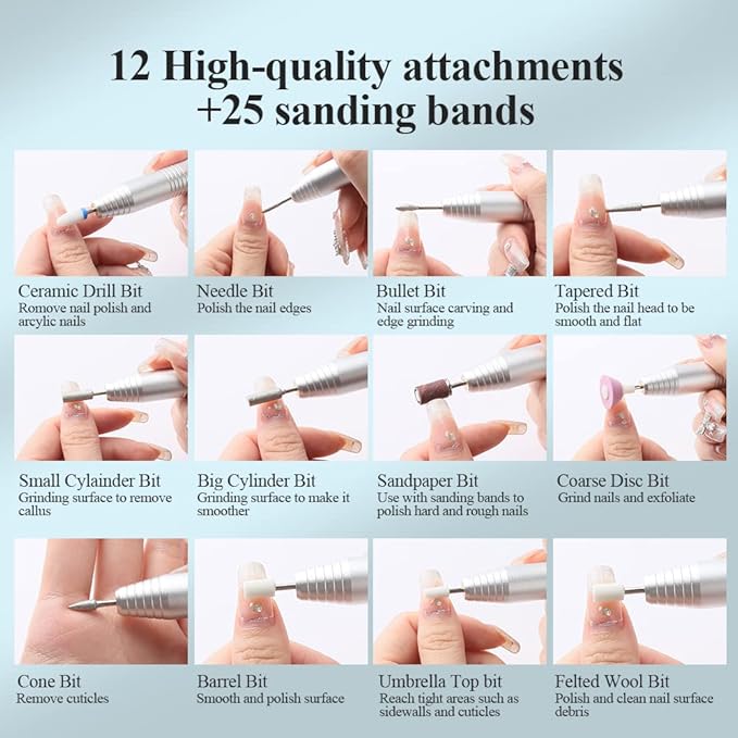 TOUCHBeauty Hair Trimmer for Face Eyebrow Nose Bundle with Electric Nail Drill 12 in 1