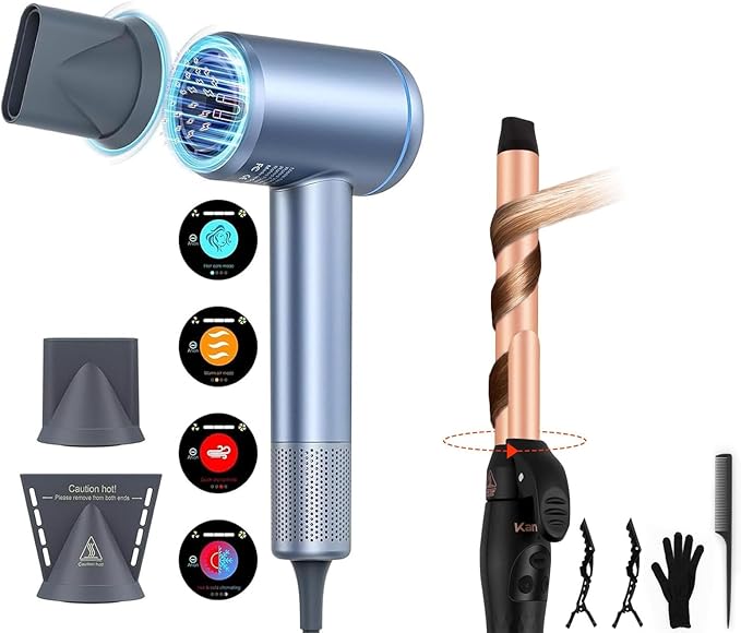 Rotating Curling Iron 1 Inch and 150000 RPM High-Speed Brushless Motor Hair Dryer