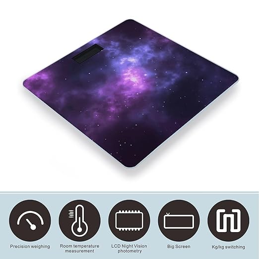 Magic Galaxy Sky PurpleScale for Body Weight with LCD High Precision Weighing Scales Fashion Sturdy Tempered Glass Weight Scales Easy-to-Read Digital Bathroom Scale for Daily 400lb