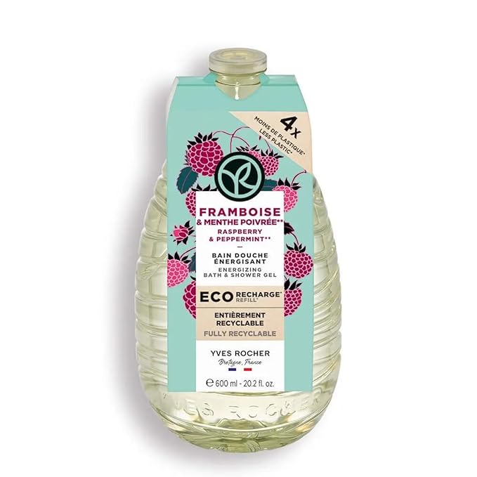 Yves Rocher Raspberry and Pepermint Nourishing Shower Gel Bath &amp Body Routine Women Men Day Care 600 ml./20.2.oz.