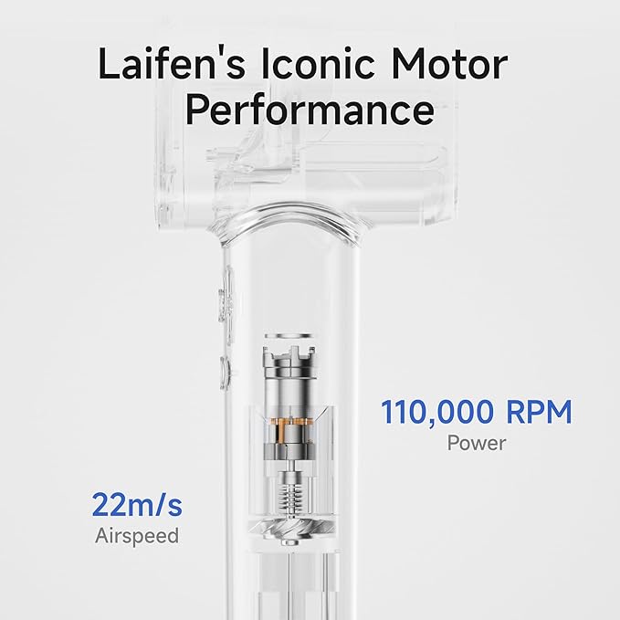 Laifen Premium High-Speed Hair Dryer Royal Blue Gift Box Professional Ionic Portable Blow Dryer with 110000 RPM Lightweight Low Noise 360° Magnetic Styling Attachment Wall Mount Gift Bag HD502