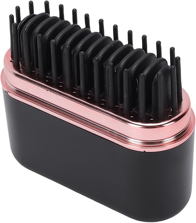 Ymiko Cordless Hair Straightener Brush Portable Mini Rechargeable Anti Scald Straightening Comb for All Hair Types Travel Styling Black ABS 25W 2000mAh