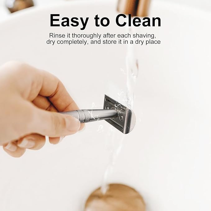 Silver Stainless Steel Safety Razor with Razor Blade Disposal Container