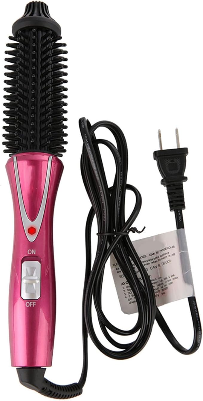 Heated Styling Brush - Hair Curler Brush Electric Professional Anti Scald Curling Brush with Instant Heat Up Electric Curl Wand for All Hair Types (A)