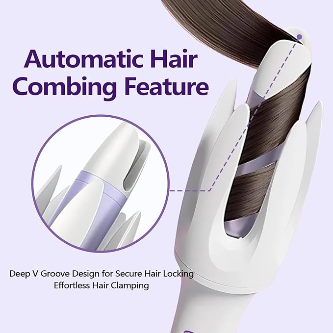 Automatic Rotating Curling Iron1.1 Inch Curling Wand with 3 Temp Ionic Hair Waver with Anti-Scald Design Dual Voltage Hair Curler Ceramic Coating for Long-Lasting Waves