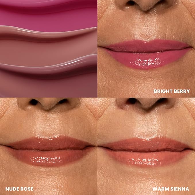 PRIME PROMETICS PrimeLip SPF 35 Lip Oil for Mature Women – UVA &amp UVB Shield – Intense Long-Lasting Hydration – Vibrant Color &amp Non-Sticky Shiny Gloss (Bright Berry)