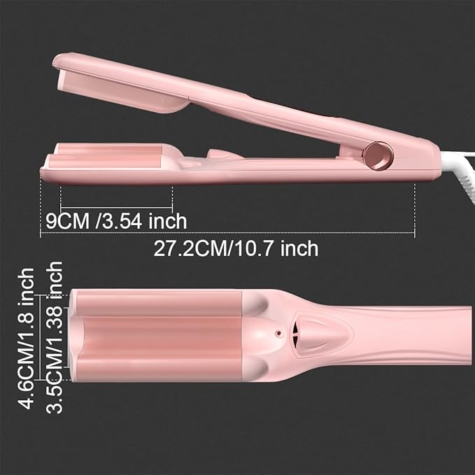 VAV Hair Brush Hair Iron Pumped-Up Volume Adjustable Temp 360 ° Tail Rotation Lasting Volume for Short Or Thin Hair Dual Voltage (100-240V) Volumizing Hair Iron Pink 1.38 inch
