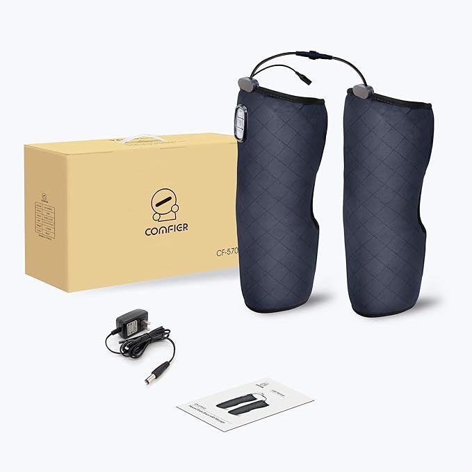 COMFIER Heated Knee Massager Heating Pad for Knee Pain ReliefHeat Knees Warmers Wrap with Massage and Vibration-Greige