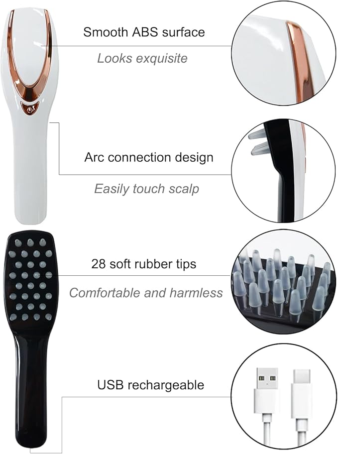 Scalp Massager Electric Scalp Massage Brush Hair Massage Brush Electric Head Scratcher Massage Comb with Soft Rubber
