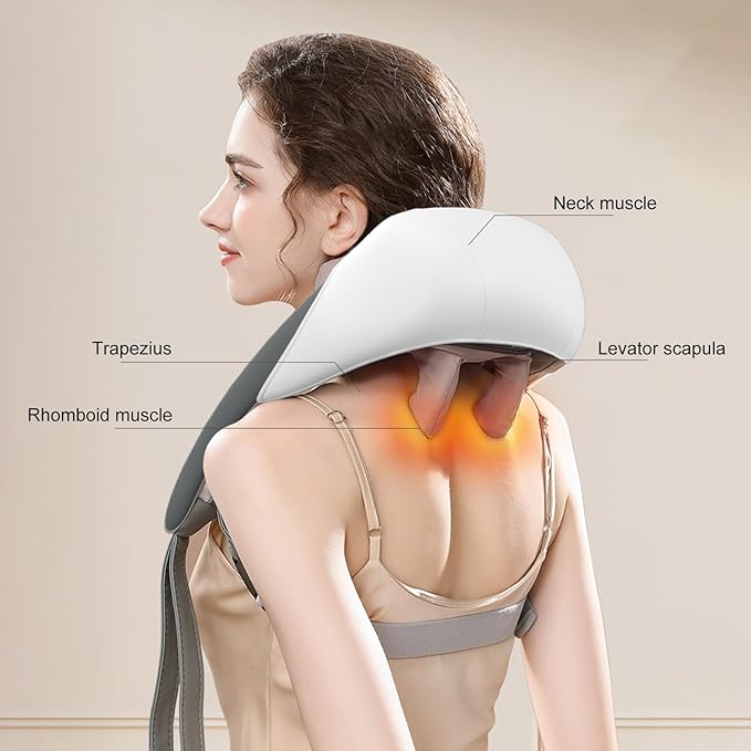 Massagers for Neck and Shoulder with Heat Shoulder Back Neck Massager for Pain Relief Deep Tissue Simulate Human Hand Grasping and Kneading (2Pcs)