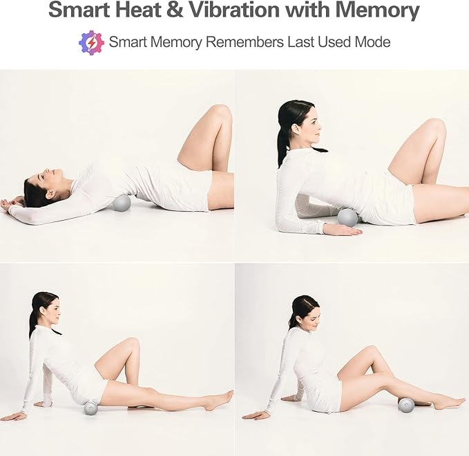 Vibrating Massage Ball with Heat Deep Tissue Trigger Point Massage Ball for Back Hip and Muscle Recovery Myofascial Release Mobility Ball with 7 Modes and Memory (Grey)