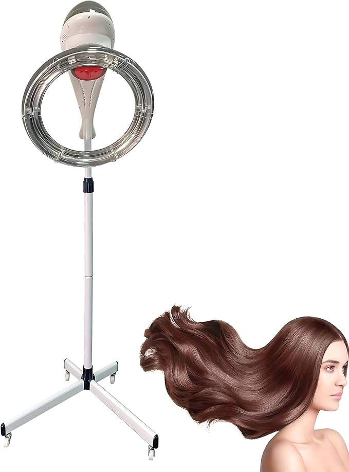 3-in-1 Salon Hair Dryer with LCD Display - 950W/1200W Wall Mountable Hooded Dryer with Adjustable Timer &amp Temperature Control for Hair Coloring Processing and Styling Treatment Gray Floor-Standin