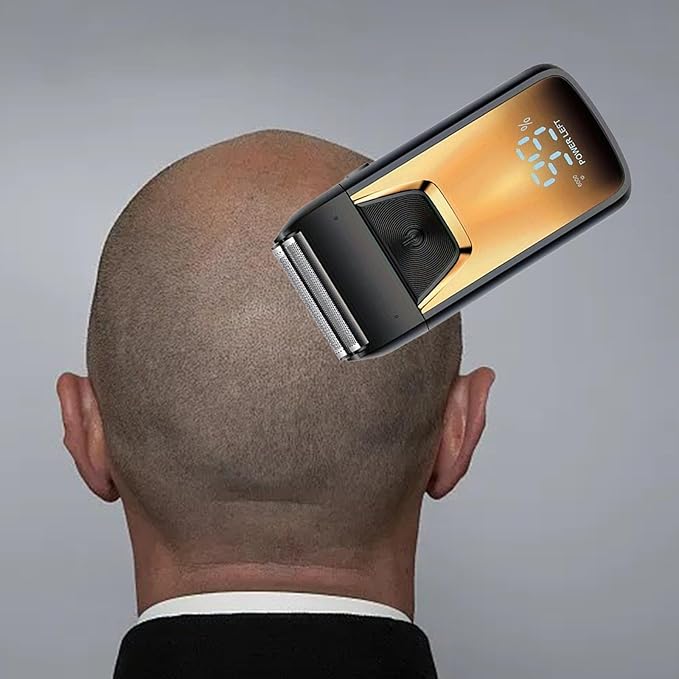 Electric Mini Shaver for Men Beard Trimmer Cordless Hair Remover Trimmer Beard Shaver Face Hair Removal for Camping Traveling black and gold
