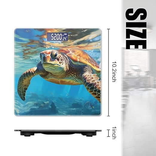 Digital Scale for Body Weight Highly Precision Bathroom Weight Scale 400 lbs with Backlit Display Personalized Scale for Home-Majestic Sea Turtle Swimming in The Clear Blue Ocean