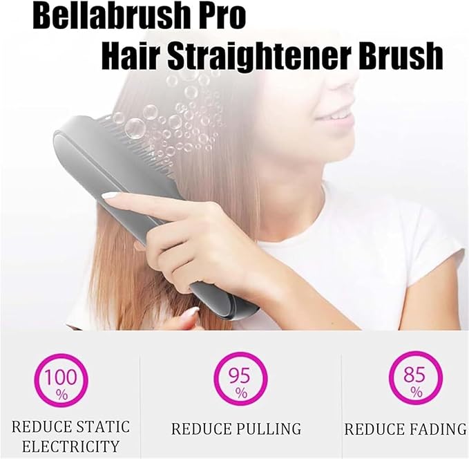 Bellabrush Pro Bellabrush Pro Hair Brush Portable Cordless Hair Straightener with Heated Hair CombIonic Straightener for All Hair Types(Black)