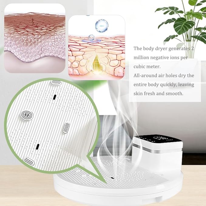 Full Body Dryer After Shower 2500W Negative Ions Body Care Dryer Feet Touch Panel Waterproof Non-Slip Adjustable Cold Warm High air Volume Design with Pre Warm Home Hotel Swimming Pool Spa