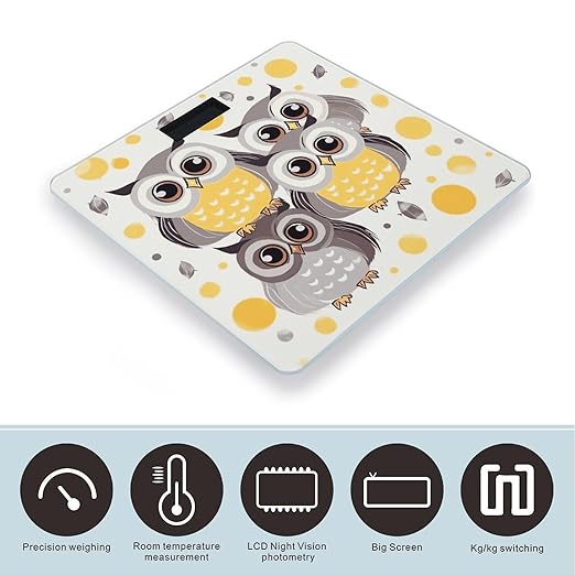 Animal Cartoon Owls Cute Bathroom Scale Ultra-Bright Liquid Crystal Screen Weight Scale Accurate Bathroom Body Scales for Body Weight Bathroom Pet Home Bedroom Gift-Giving