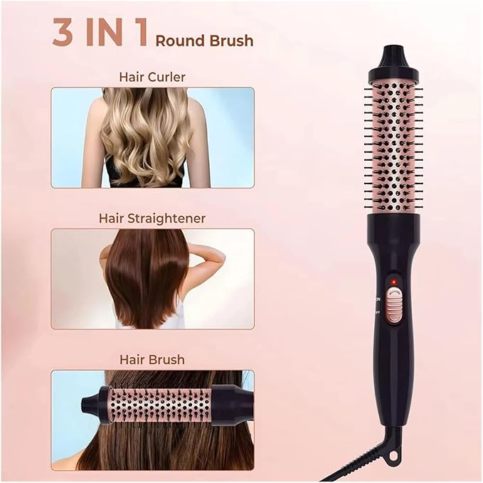 PTC Heated Curling Iron Brush 32mm -Scald Thermal Round Brush for Volumizing Curls at Home or Salon(US)