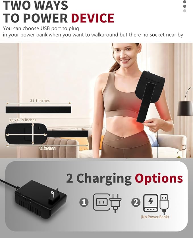 Red Light Therapy for Body3-in-1 660nm&amp850nm LED Bead Red Light Therapy Belt with Timer Remote Control for Back Shoulder Waist Muscle Pain Relief for Women Men