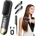 Go Brush - Pro for Short Hair 2026 New Cordless Straightening Brush with 4 Temperature Settings Portable Straightener Brushs for Travel Rechargeable Hair Straightener for Daily Use (Black)
