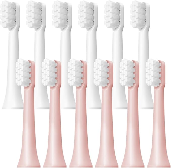 6/12Pcs Replacement Brush Heads Compatible for Mes603 Electric Toothbrush Vacuum Soft Bristle Suitable Nozzles(T100-WH6 PK6)