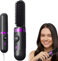 2026 New Cordless Hair Straightener Brush Portable Rechargeable Straightening Comb with LCD Display 3 Temperature Settings Fast Heating Anti-Frizz Hair USB Rechargeable Travel Hair Brus（Black）