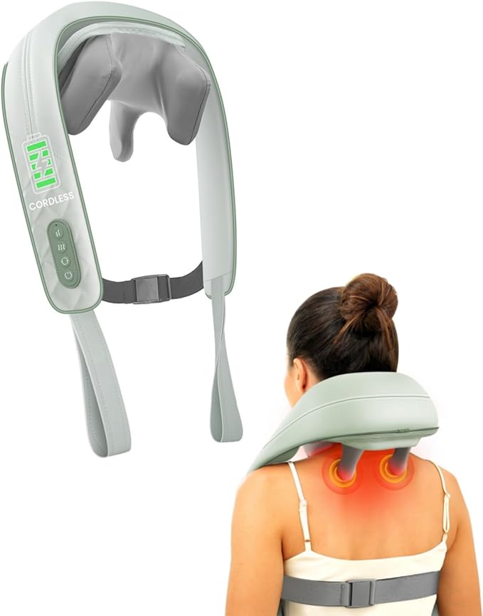Snailax Cordless Neck Shoulder Massager with Heat 4D Deep Tissue Kneading Shiatsu Back Massager Pillow for Neck Shoulder Christmas Gifts for Men Women
