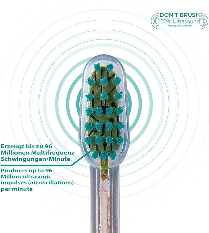Emmi-dent Platinum 4-Pin Regular Bristle-Head Attachments - Electric Toothbrush Replacement Heads. Cleans with Ultrasound Waves. (Regular 4 Pack)