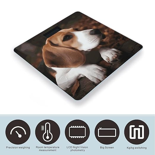Digital Bathroom Scale for Body Weight Scale with Bright LCD Display High Accuracy Step-On Technology Auto On/Off Cute Beagle Digital Scales 400 Lbs /180kg