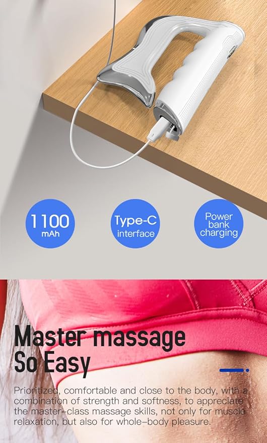 New Electric Fascia Knife Household Fascia Scraping Knife Micro-Current Muscle Relaxation Massager Electric Massager Medical Scraping Knife (White)