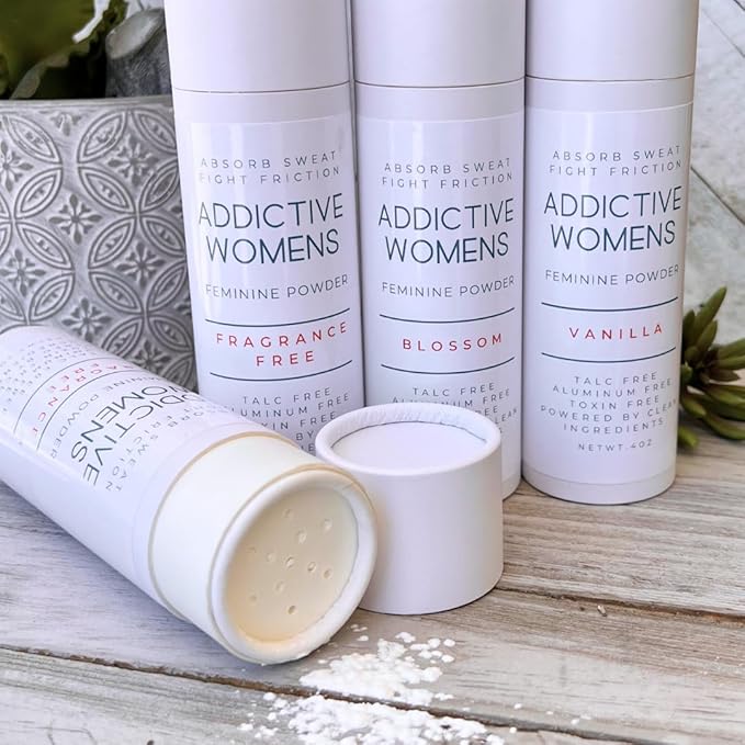 Addictive Womens Feminine Powder | Absorb Sweat | Fight Friction and Chaffing | Prevents Odor | Made from Natural Ingredients | Made in the USA (Vanilla)