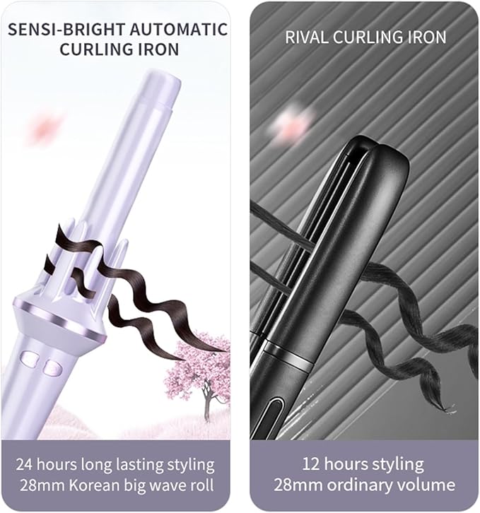 Automatic Curling Iron 28mm/32mm Large Wave Iron Quick Heating(Purple-32mm with BoxEU)