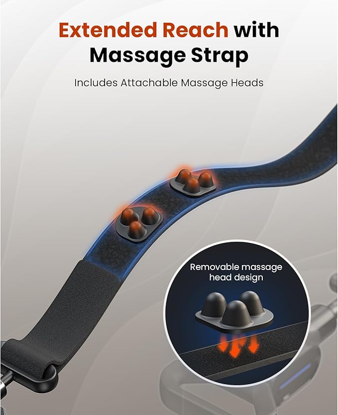 BOB AND BRAD Massage Gun with Massage Strap for Hard to Reach - Dual-Mode Percussion &amp Compression Massager for Muscle Recovery Pain Relief in Back &amp Shoulders FSA-HSA Eligible Pain Relief