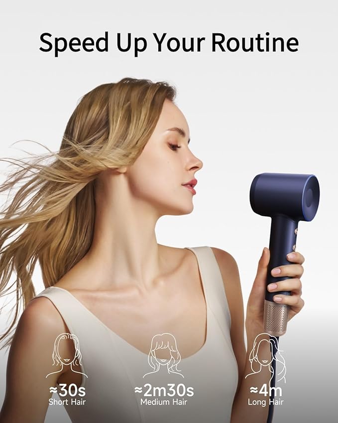 Laifen Premium High-Speed Hair Dryer Royal Blue Gift Box Professional Ionic Portable Blow Dryer with 110000 RPM Lightweight Low Noise 360° Magnetic Styling Attachment Wall Mount Gift Bag HD502