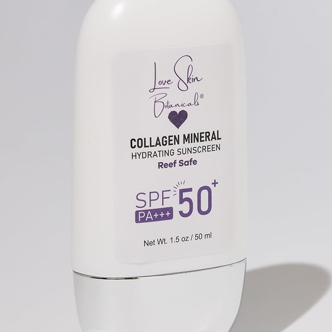 Collagen Mineral Sunscreen SPF 50 PA+++ – Clear-No Tint | 100% Mineral Reef-Safe Chemical-Free Unscented Daily Face Sunscreen