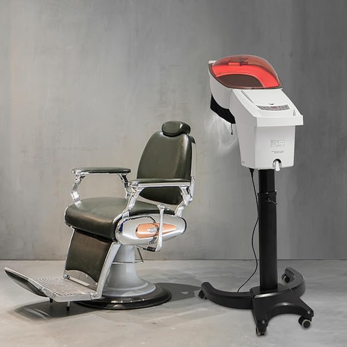 7 Color Hair SteamerHair Salon Professional Salon Hair Steamer with Wheels and Hair Care HoodPortable Hooded Conditioning Salon Hair SteamersTemperature and Height Adjustable (White)
