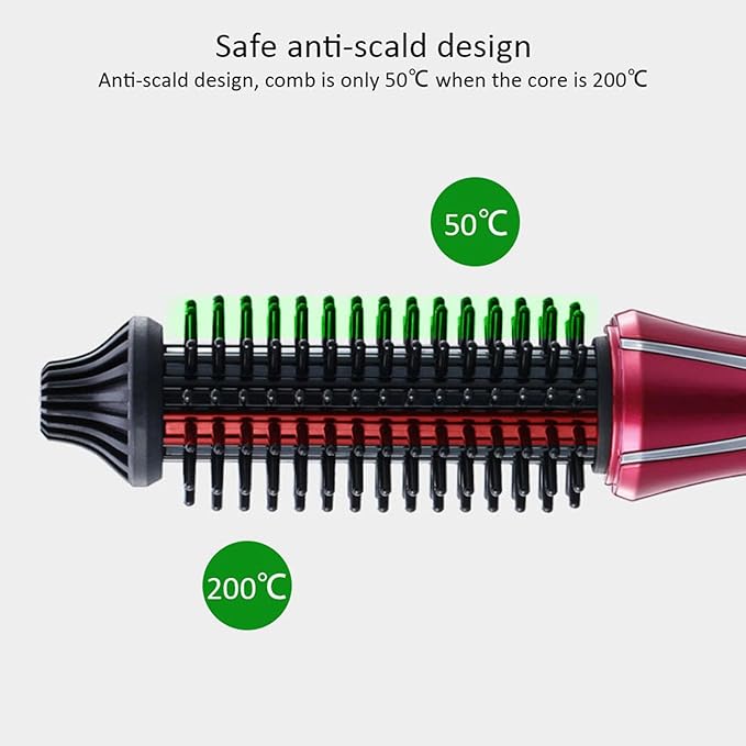 Milltrip Electric Hair Curler Comb Brush - Portable Folding Hair Curler Tool with &amp Tourmaline Ceramic 360° Rotating Cord Anti Scald Design for Safe Styling 100-240V (Wine Red) (US Plug)