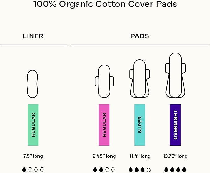 The Honey Pot Company – Non-Herbal Everyday Panty Liners – Organic Pads for Women &amp Menstrual Cup – 12 Hour Reusable Protection for Periods – Hypoallergenic - Feminine Care – Size 2