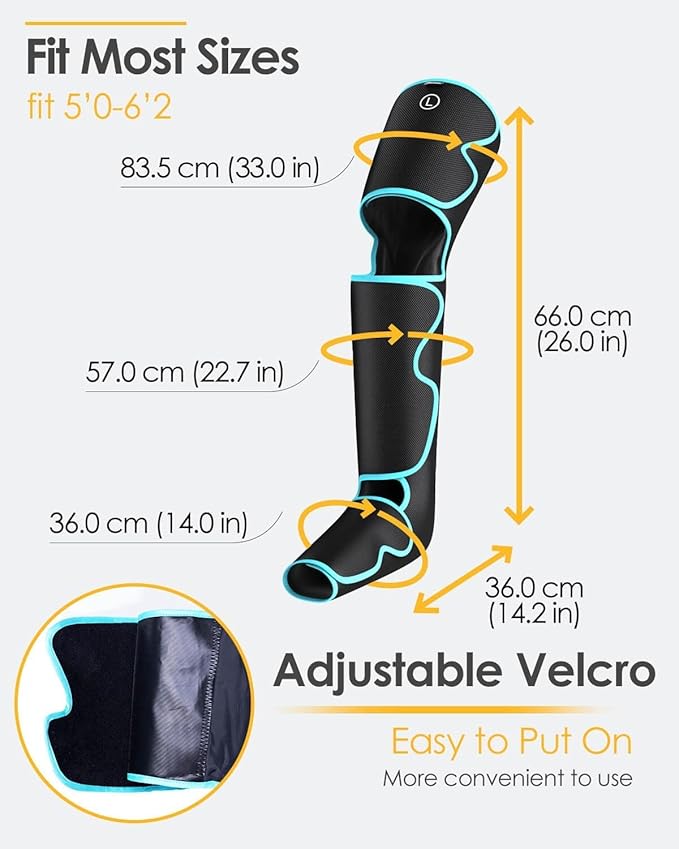 SLOTHMORE Leg Massager with Air Compression for Circulation 3-in-1 Full Leg Heating for Foot Calf Thigh 4 Modes 4 Intensities 2 Heat Levels Compression Device for Swollen Legs RLS Pain Relief