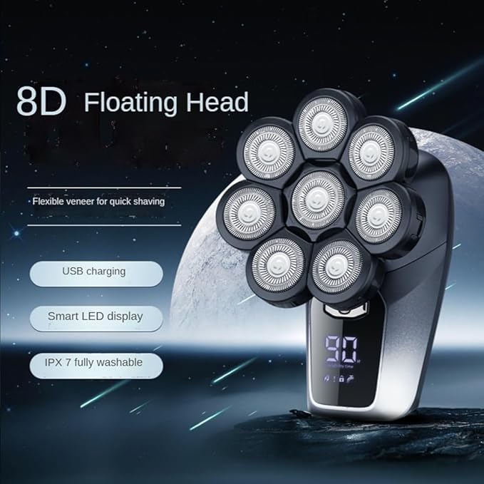 Head Shaver for Men 8 Blades Multi Grooming Kit Digital Display Electric Shaver Hair Trimmer Beard Rlectric Razor Wet Dry Men Facial Shaving Machine