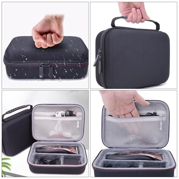 SAFIGLE Portable EVA Travel Shaver Case 2-Piece Organizer for Electric Razors and Beard Trimmers Anti-Shock Bag for Men Go