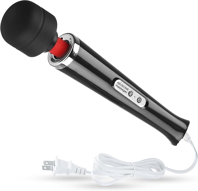Wired Powerful Handheld Wand Massager Strong Personal Vibration Massage for Sports Recovery Back Muscle Aches Whole Body Pain (Black)