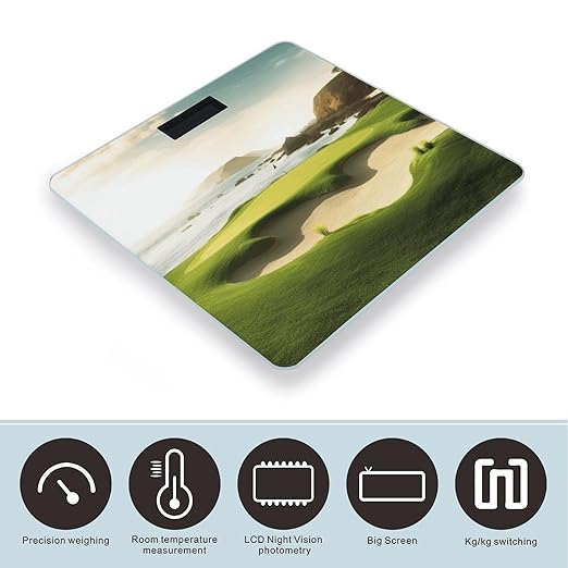 Beach Golf Course Digital Bathroom Scale for Body Weight Weighing Scale with Backlit LCD Display High Precision Measurements &amp Measures Weight Up to 180kg